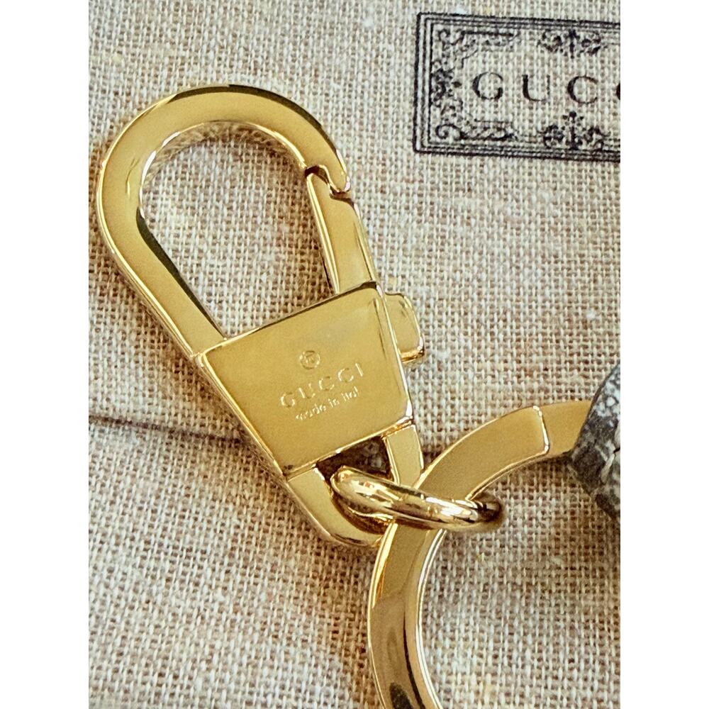 Gucci Interlocking G Keychain Ring Bag Charm GG Supreme Black Leather 701432 NIB - Picture 12 of 14